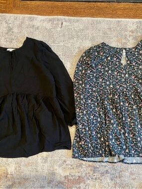 Motherhood Maternity Black Peplum & Floral Maternity Blouse Set